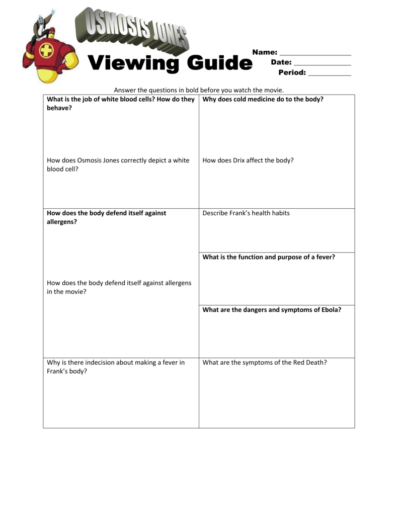 osmosis jones movie worksheet answers