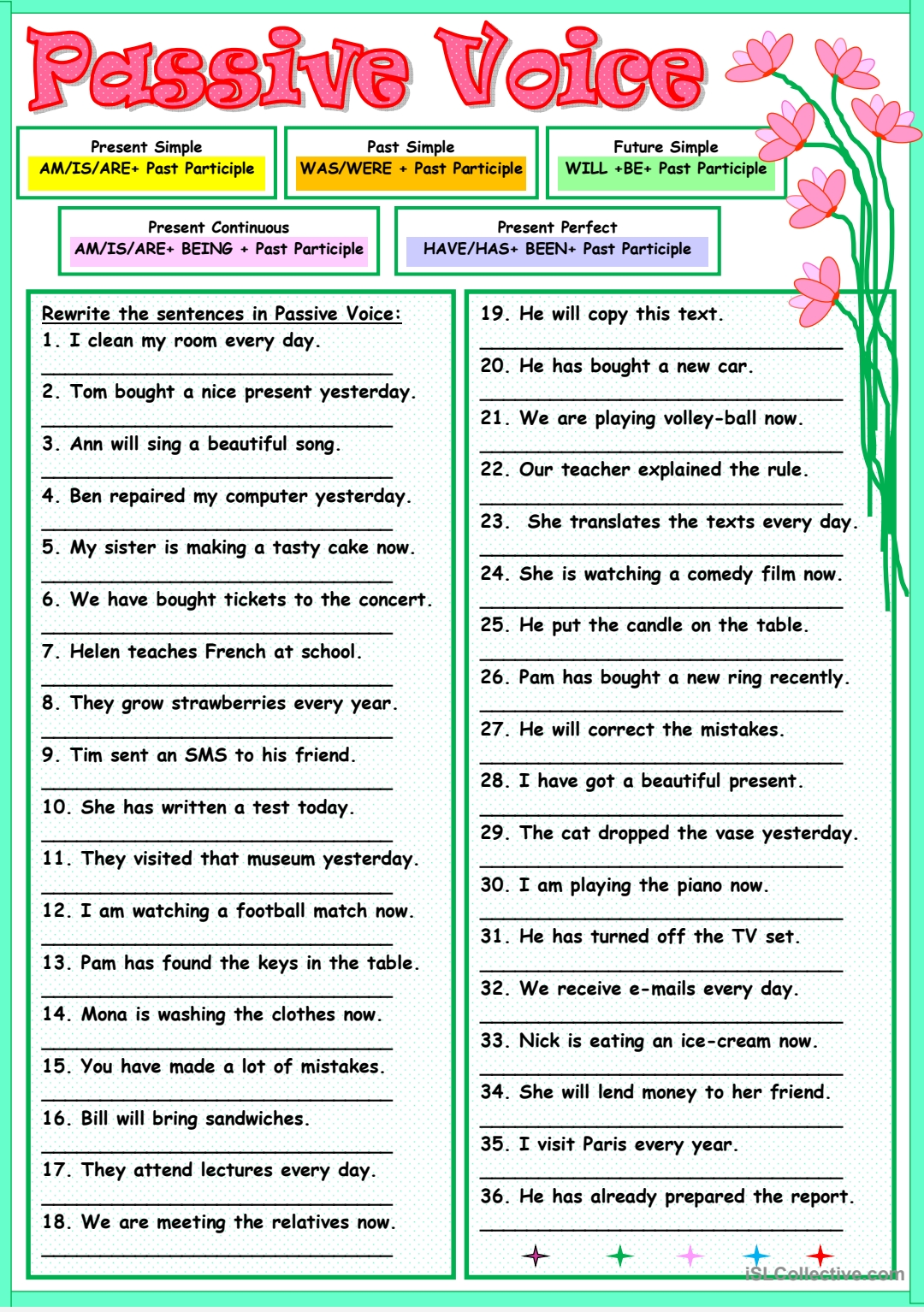 Passive And Active Voice Worksheet Key Passive And Active Voice Worksheet Key