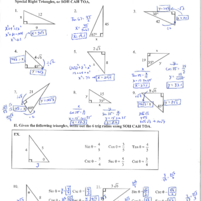 PC Unit 5 1 Right Triangle Trigonometry Review WS Answer Key Studocu