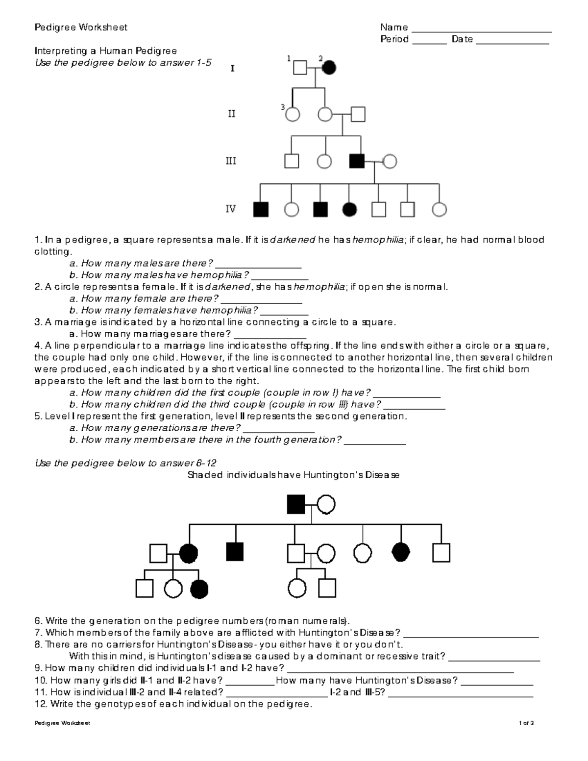 Pedigree Worksheet KEY Interpreting Human Genetics Analysis Studocu Pedigree Worksheet KEY Interpreting Human Genetics Analysis Studocu