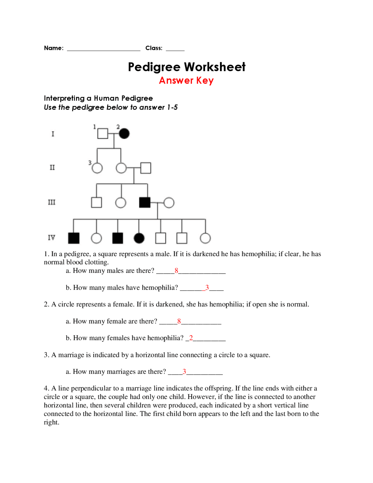 autosomal recessive inheritance worksheet answer key
