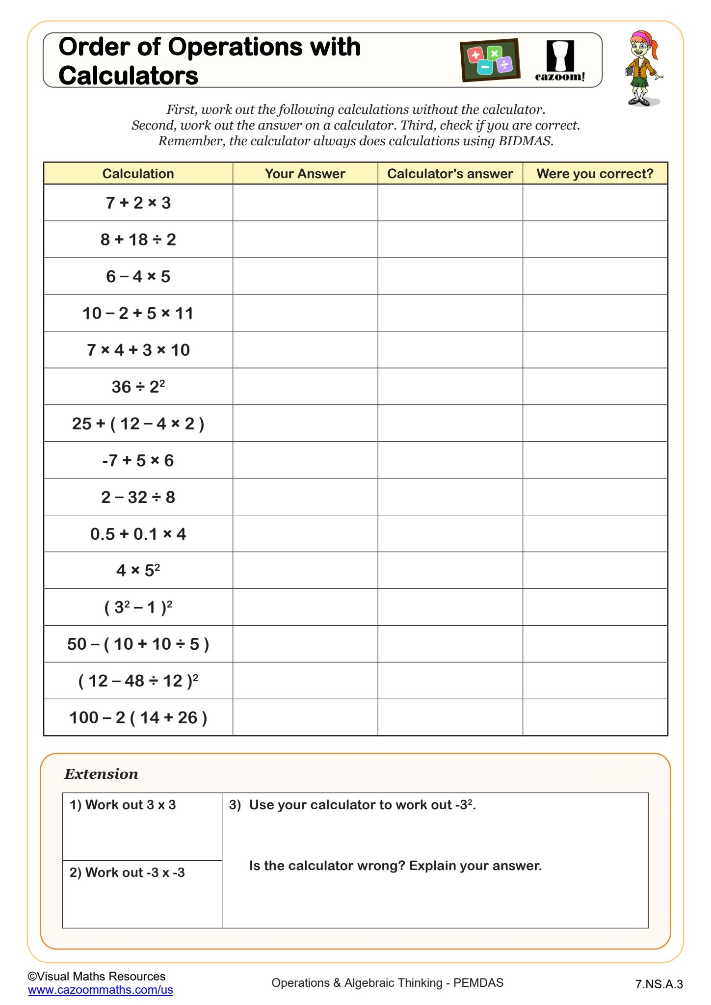 PEDMAS Math Worksheets Common Core Worksheets Cazoom Math