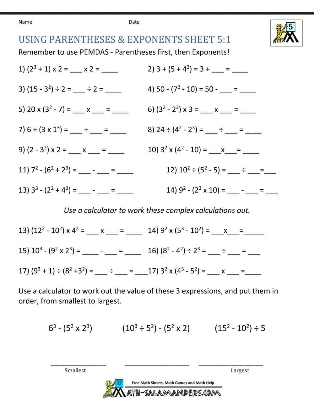 5th grade math worksheets pdf