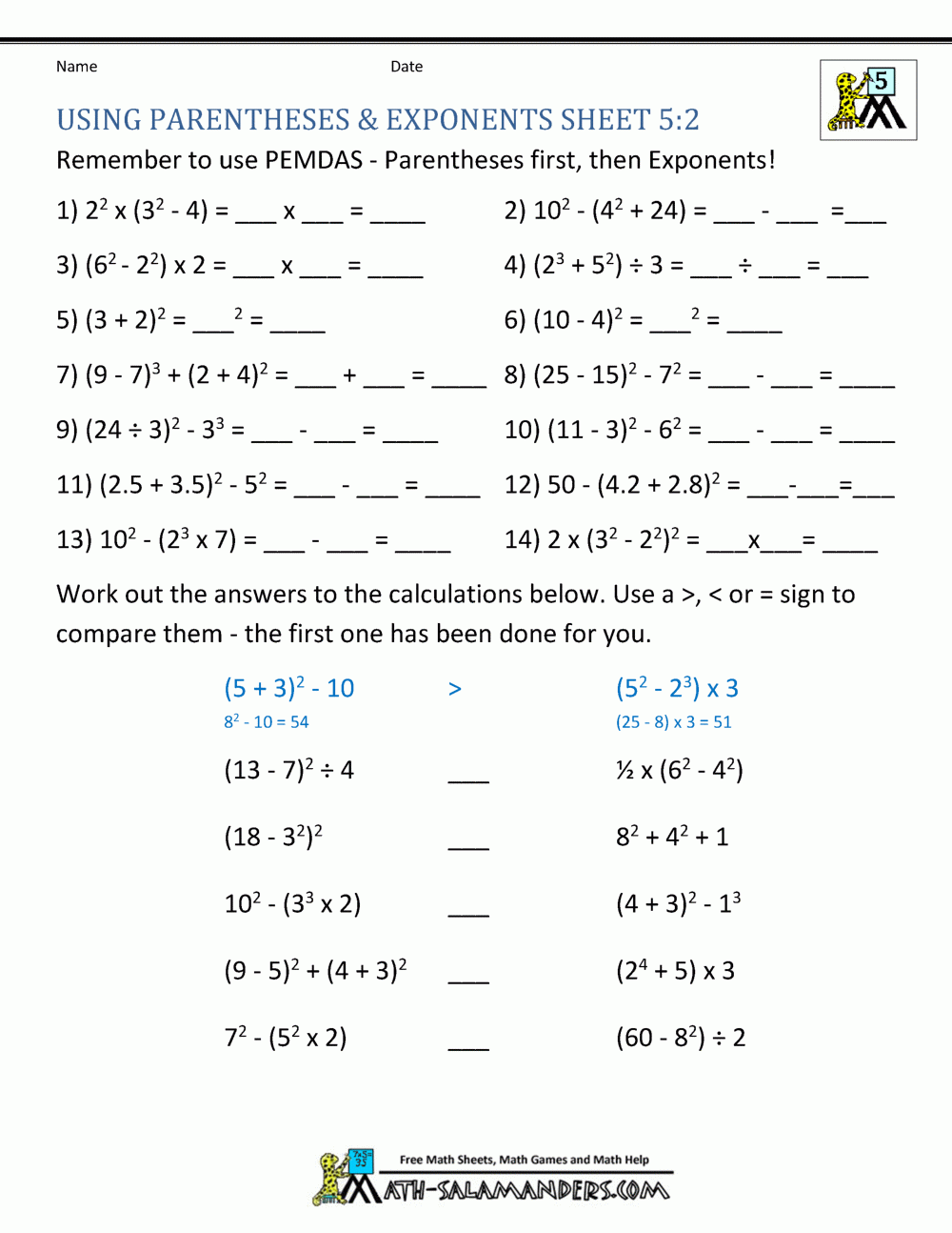 pemdas worksheets with answers pemdas worksheets with answers