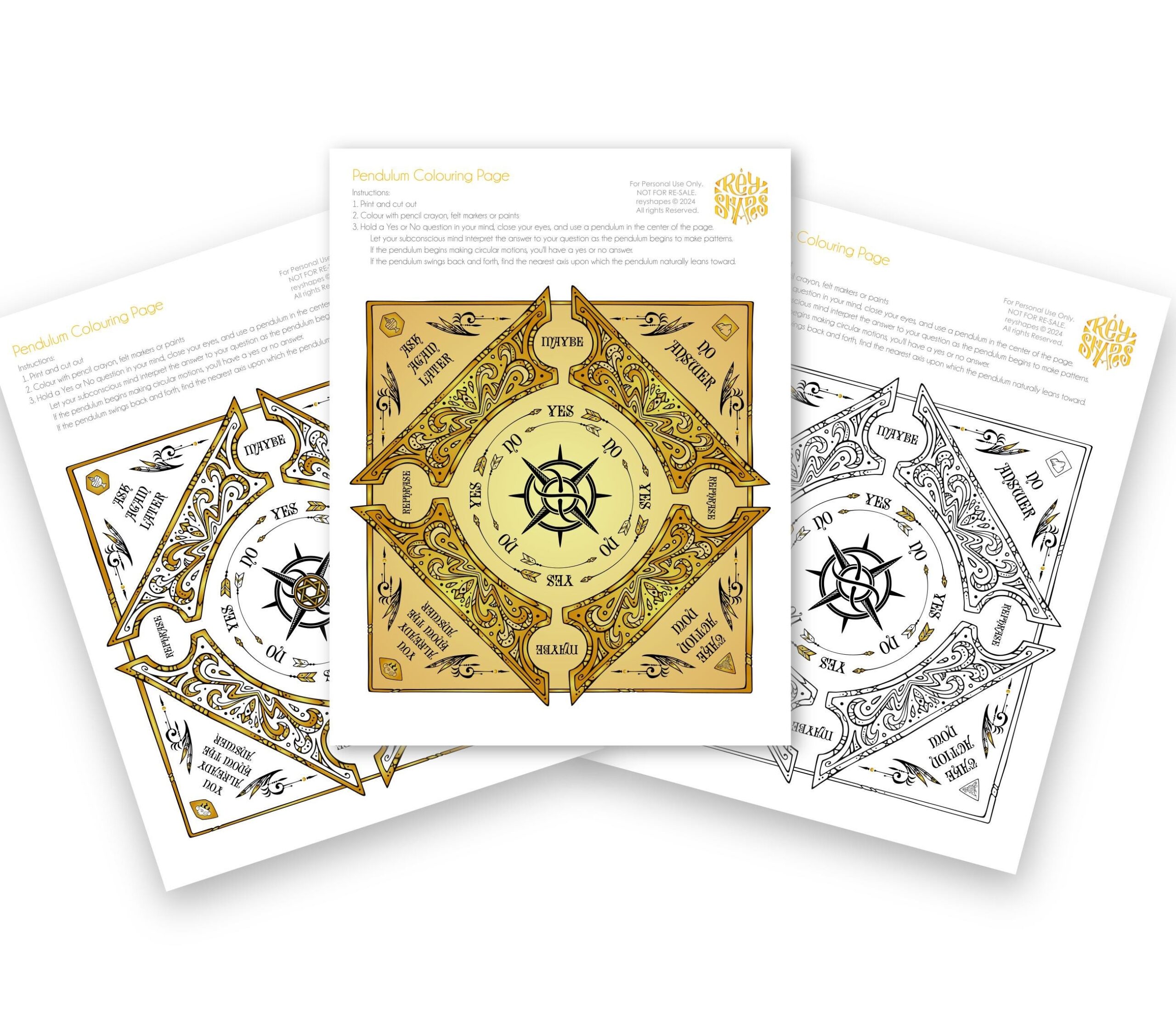 Pendulum Board Colouring Page For Tarot Readers Instant Download PDF Template Activity Etsy