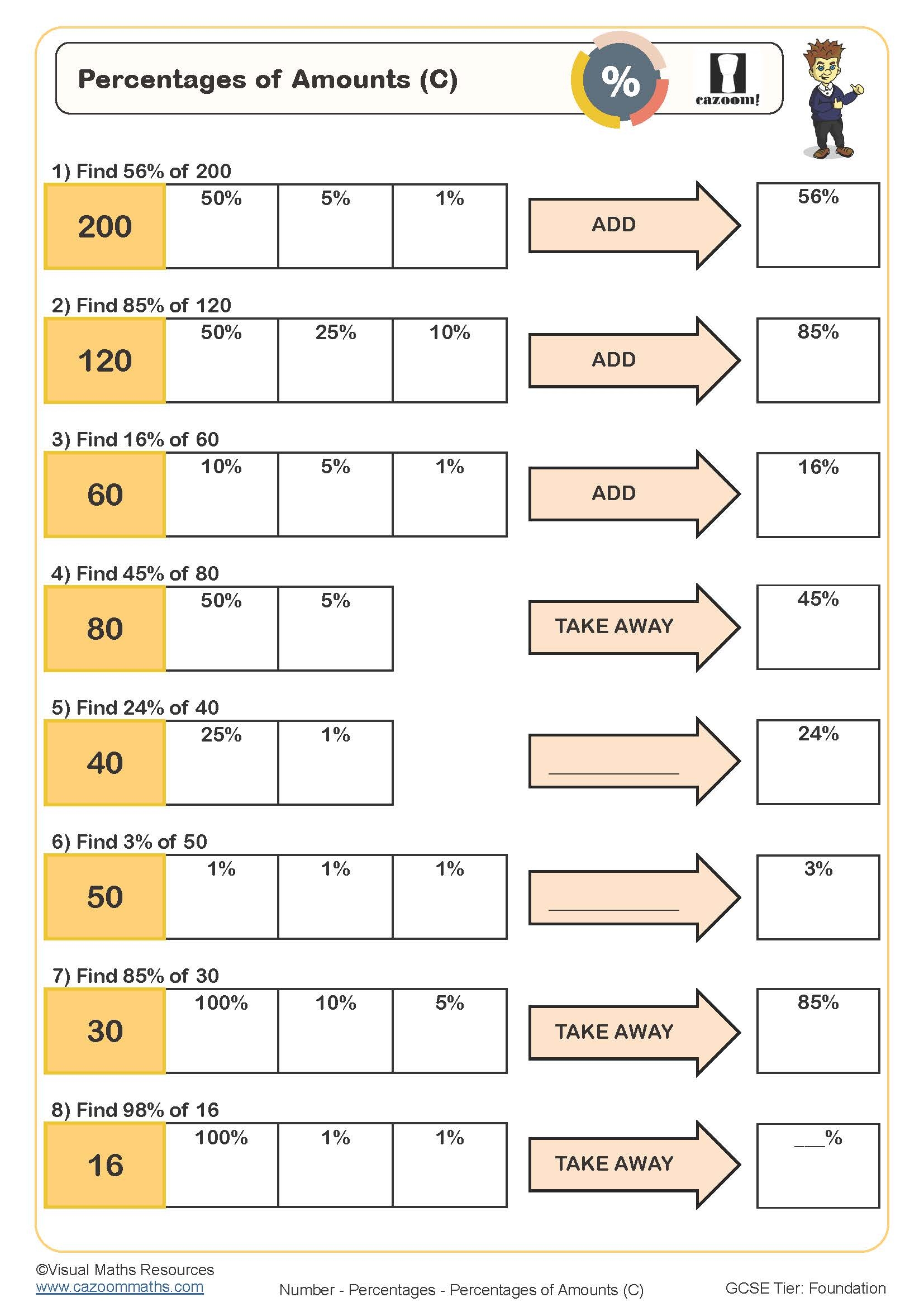 Percentages Of Amounts B Free Worksheet Printable PDF Worksheets