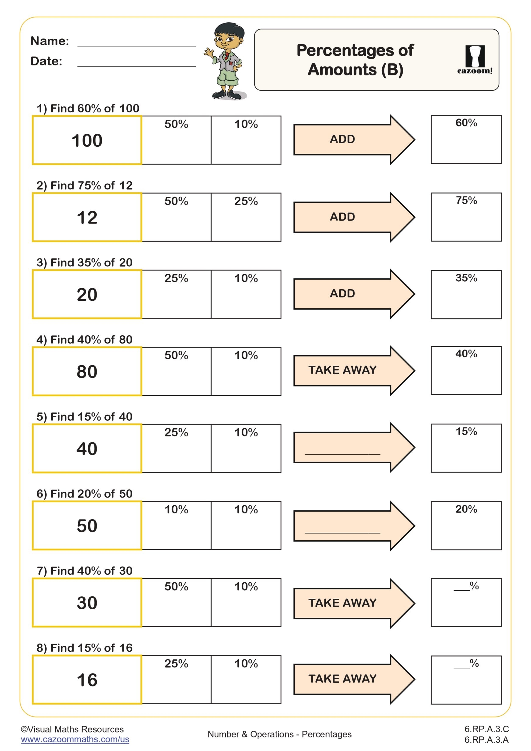 Percents Of An Amount B Worksheet Fun And Engaging Printable PDF 6th Grade Number And Operation Worksheet Cazoom Math Percents Of An Amount B Worksheet Fun And Engaging Printable PDF 6th Grade Number And Operation Worksheet Cazoom Math