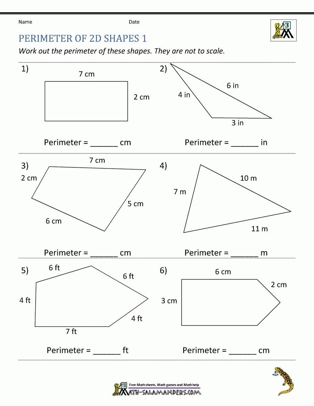 Perimeter Of Different Shapes Worksheet
