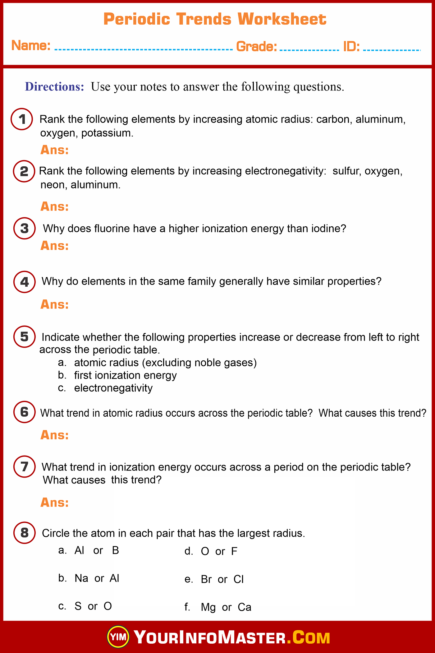 worksheet periodic trends answers