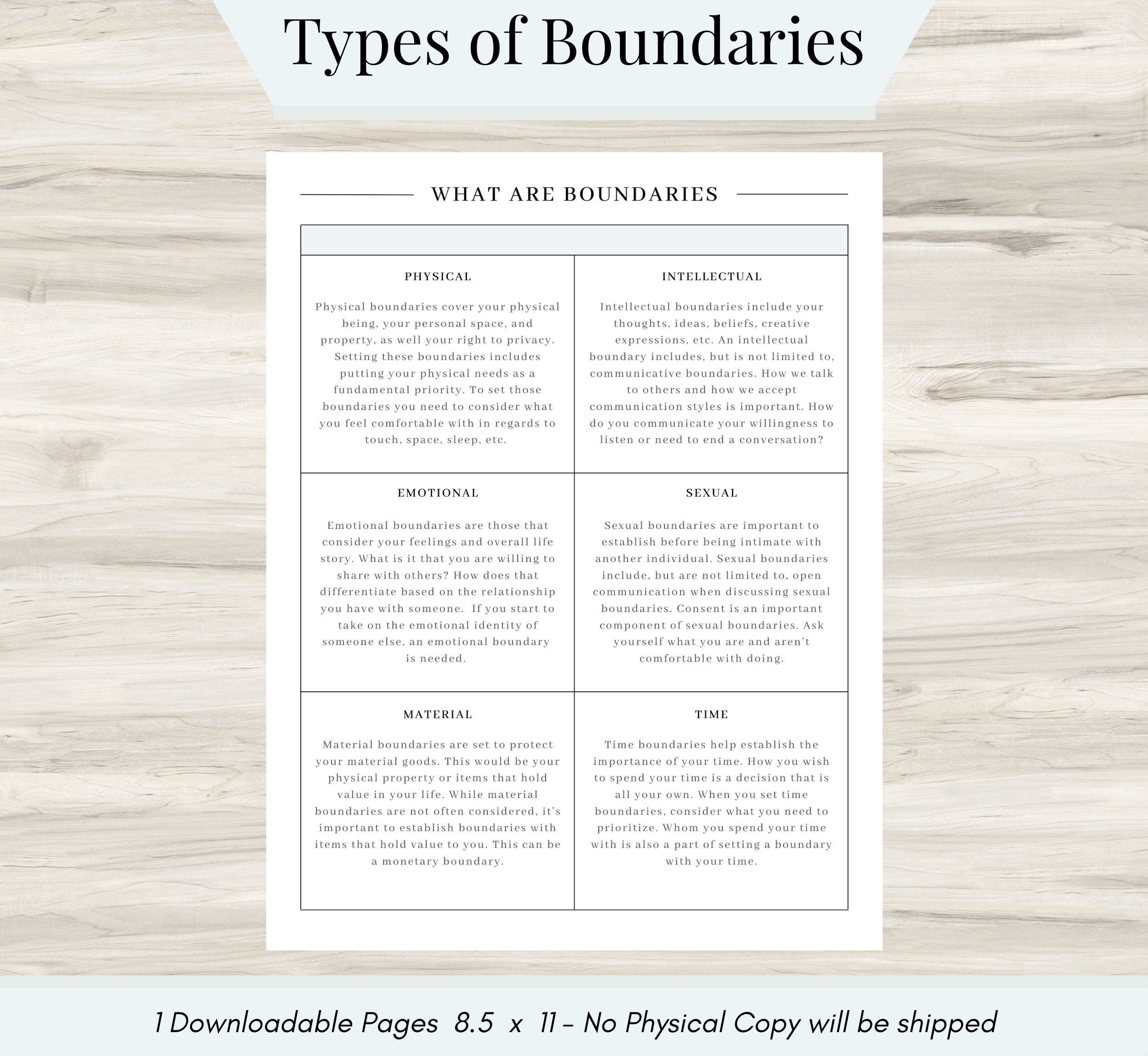 Personal Boundaries Worksheet Types Of Boundaries PDF Etsy