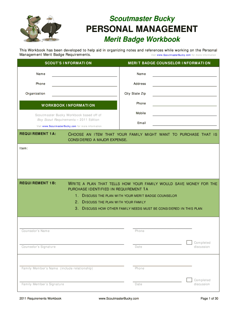 Personal Management Merit Badge Worksheet Fill Online Printable Worksheets Library