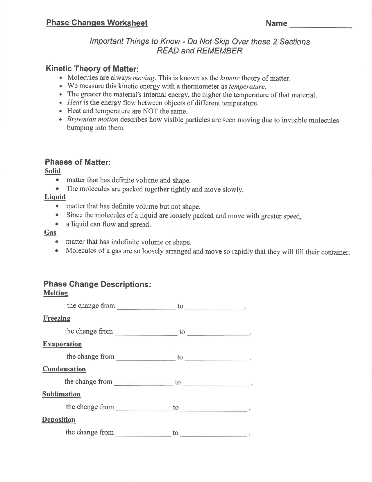 Phase Changes Worksheet With Answers Exercises Chemistry Docsity Phase Changes Worksheet With Answers Exercises Chemistry Docsity
