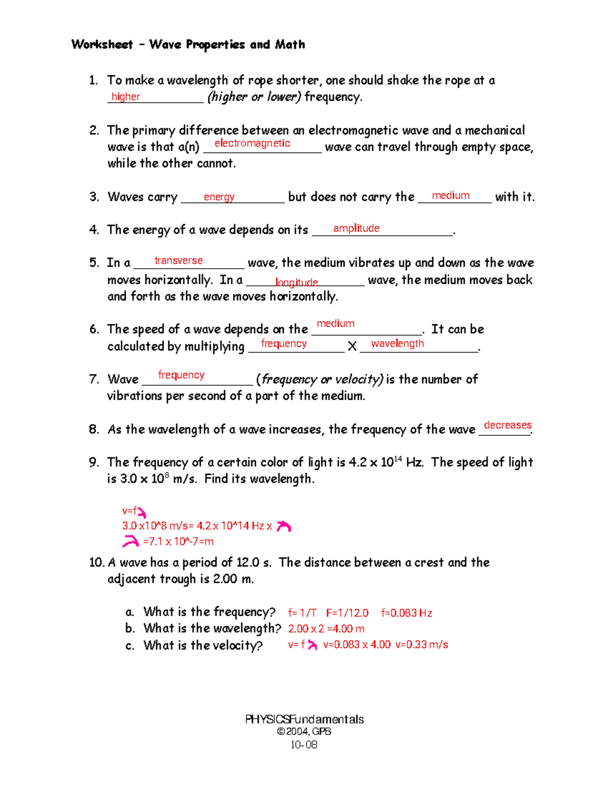 waves worksheet answers pdf waves worksheet answers pdf