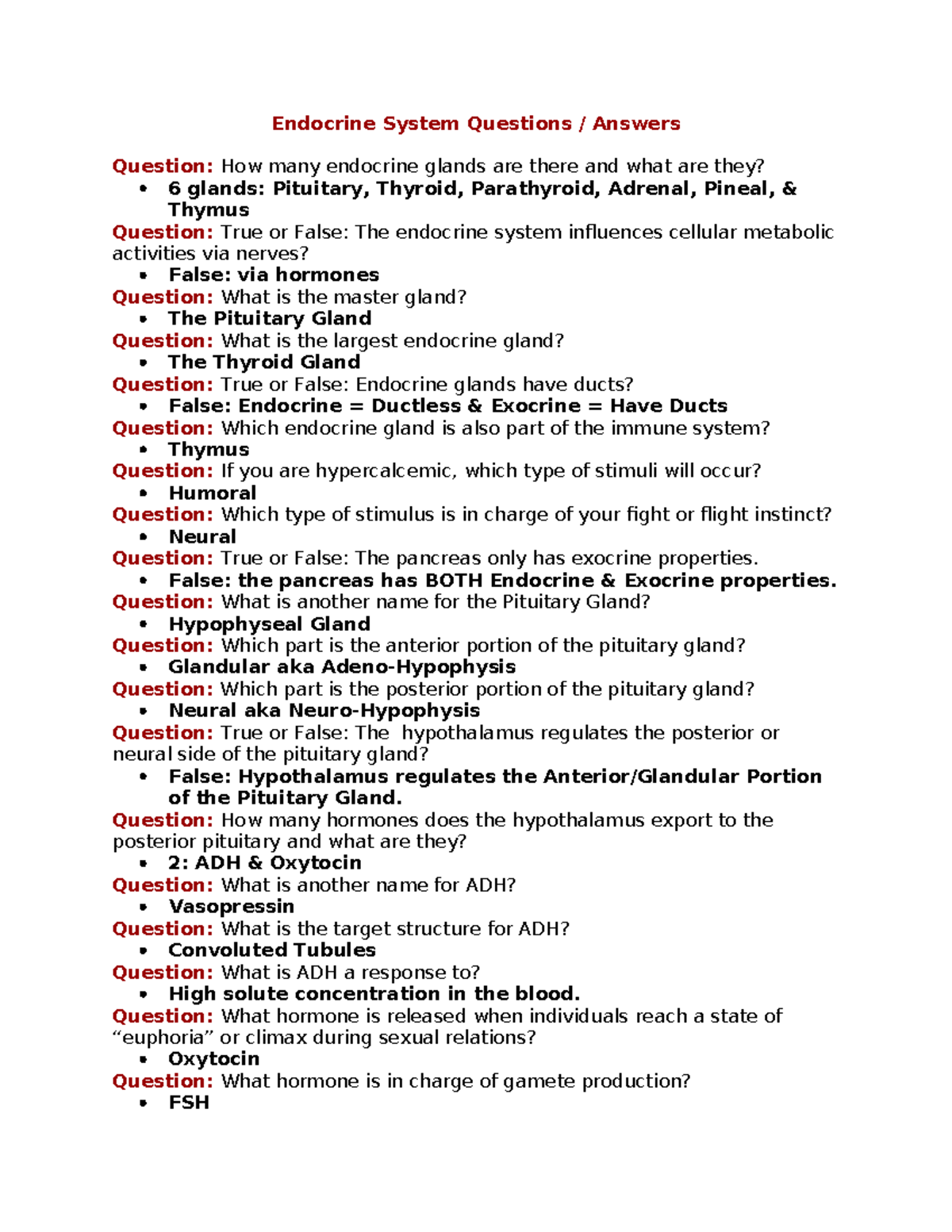 Physiology Endocrine System Exam 3 Study Questions And Answers Studocu Physiology Endocrine System Exam 3 Study Questions And Answers Studocu