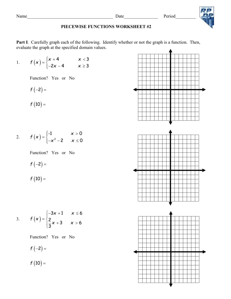 Piecewise Functions Worksheet 2 High School Math Piecewise Functions Worksheet 2 High School Math