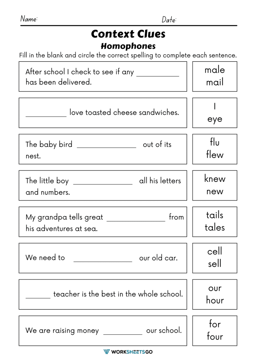 context clues worksheets pdf