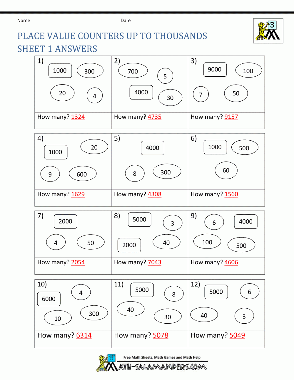 place value worksheets pdf