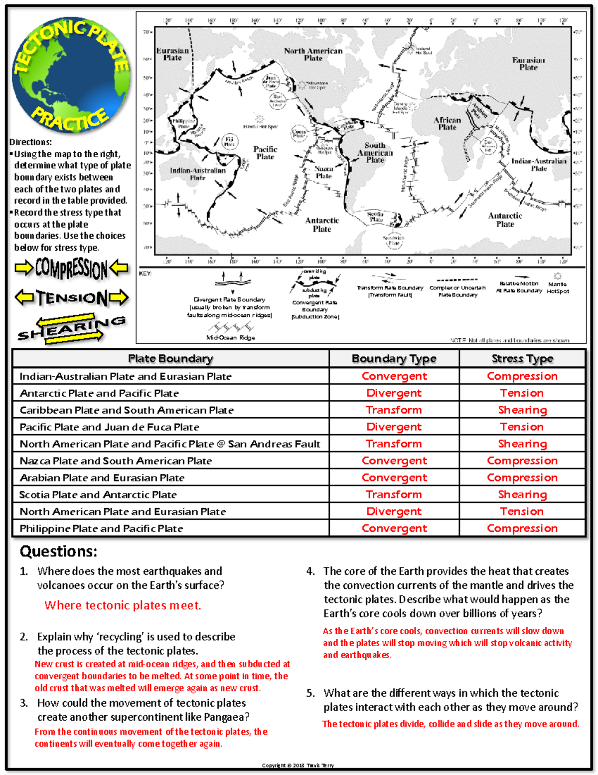 Plate Tectonics Earth Science Problem Set Answer Key Studocu