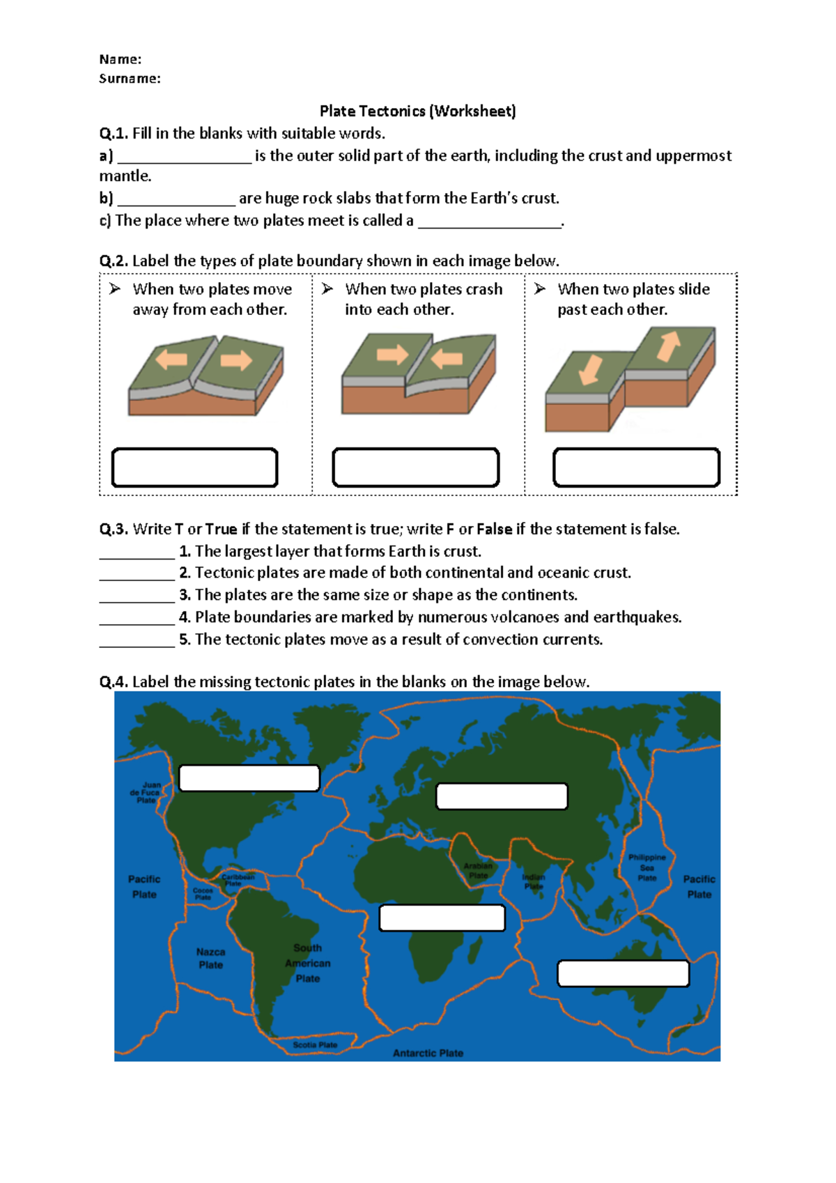 Plate Tectonics Worksheet Activity Printable 2 Studocu Plate Tectonics Worksheet Activity Printable 2 Studocu