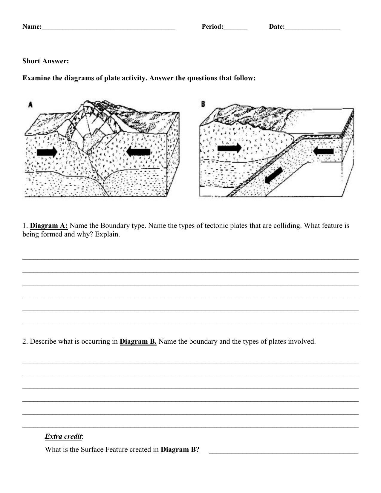 Plate Tectonics Worksheet