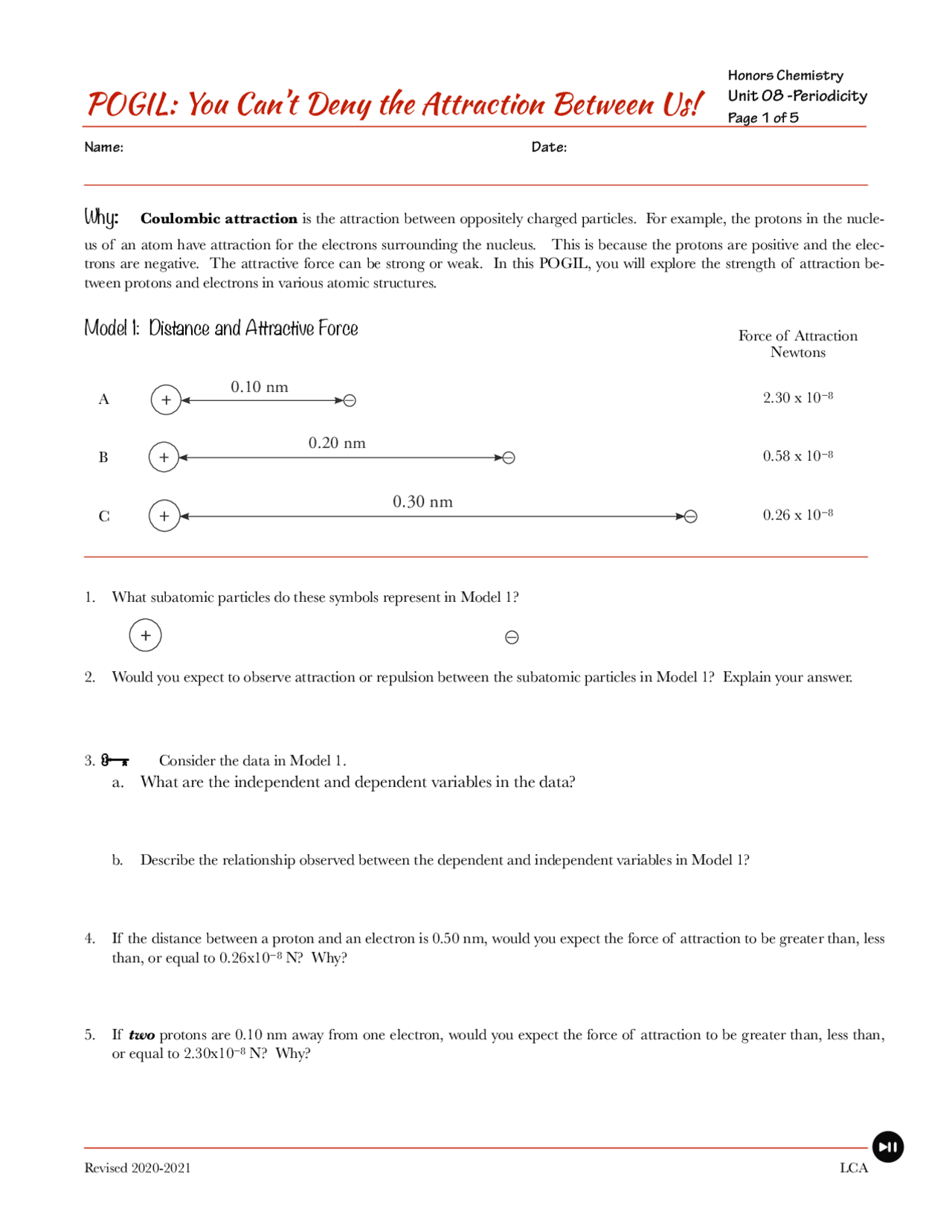 POGIL You Can t Deny The Attraction Between Us Exercises Qu mica Docsity