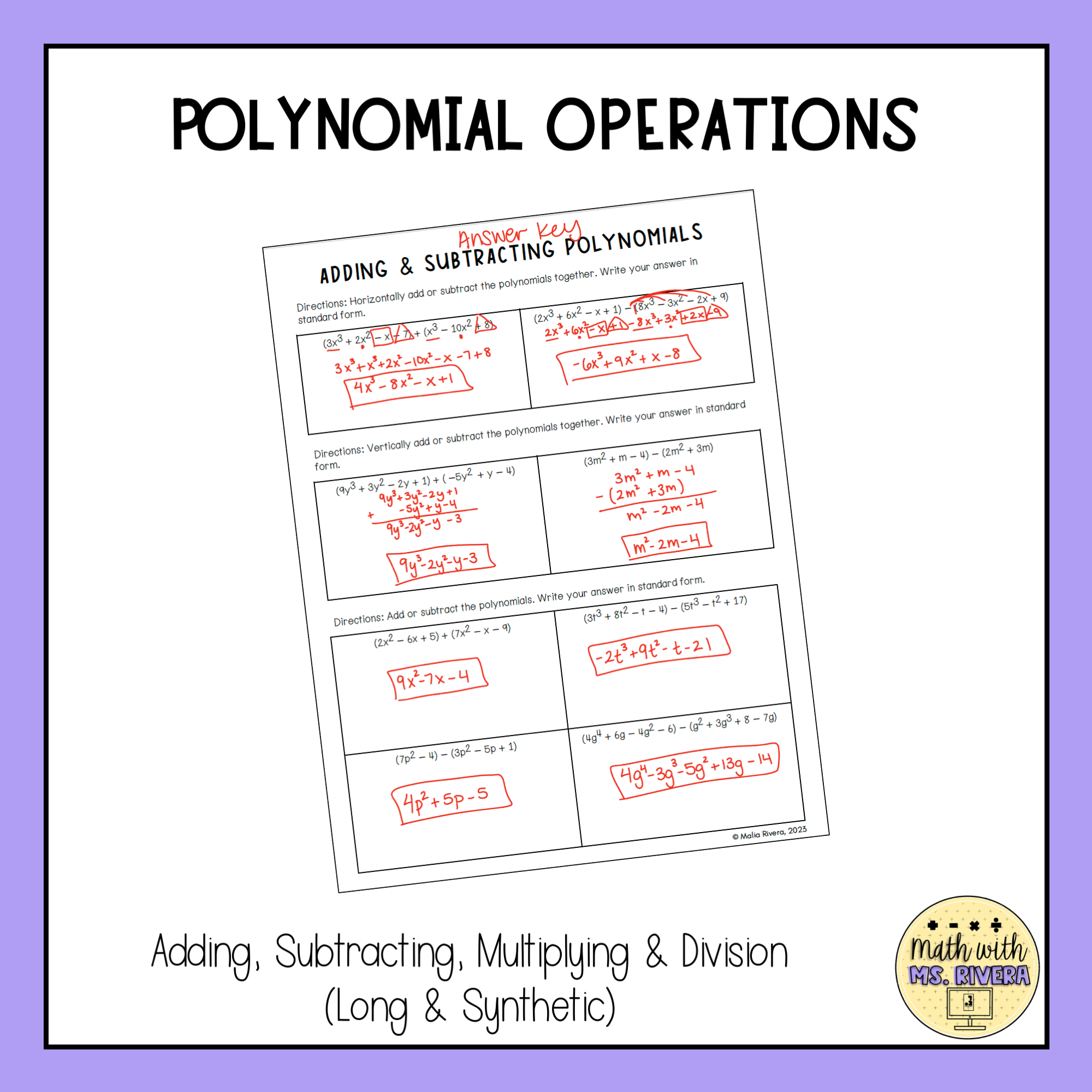 Polynomial Operations Guided Notes For Algebra 2 Made By Teachers