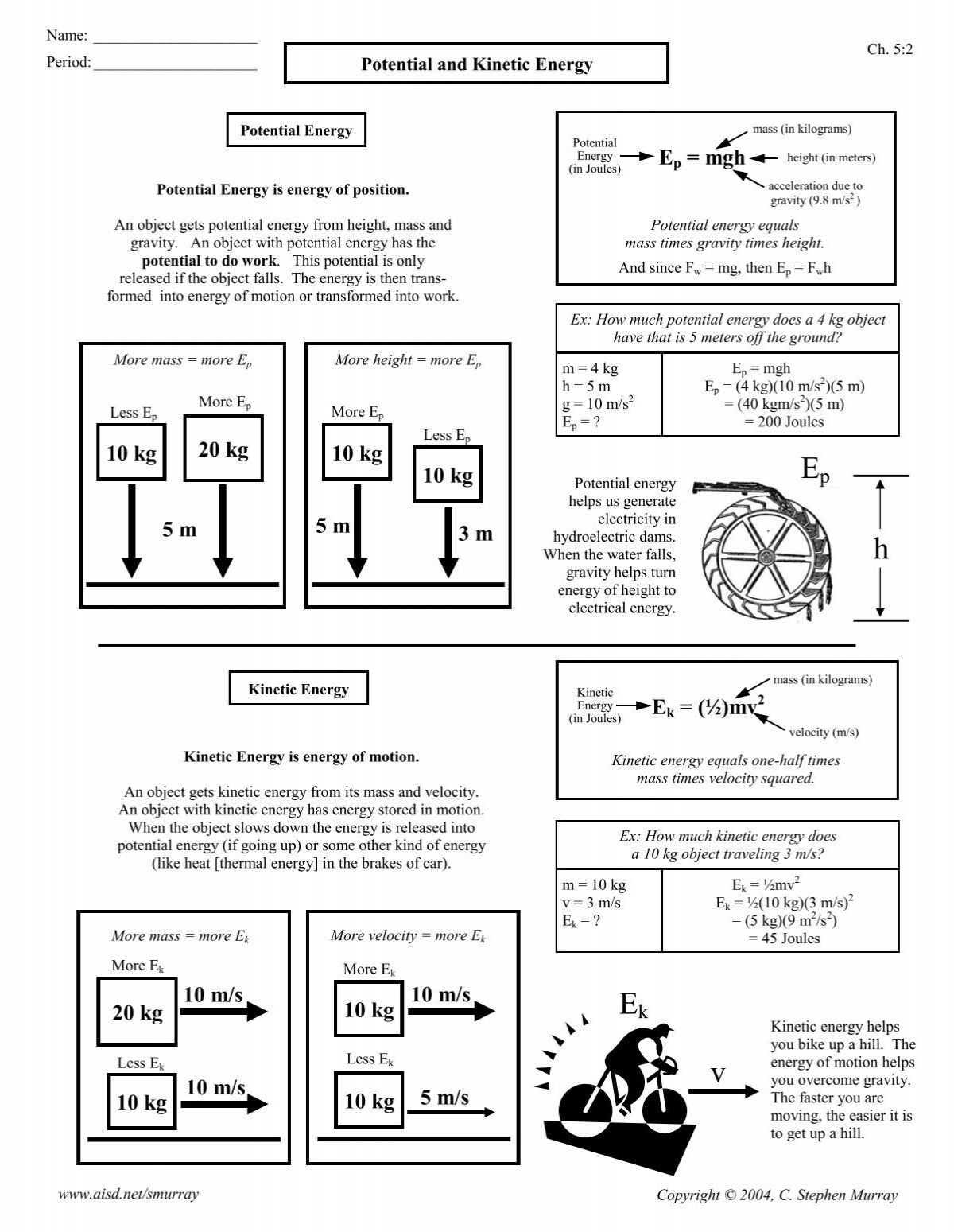 Potential And Kinetic Energy Potential And Kinetic Energy