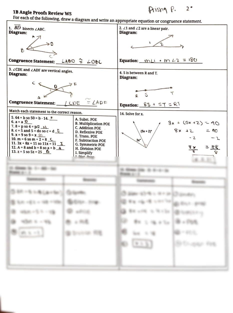 Practice Angle Proofs Solutions Worksheets Library
