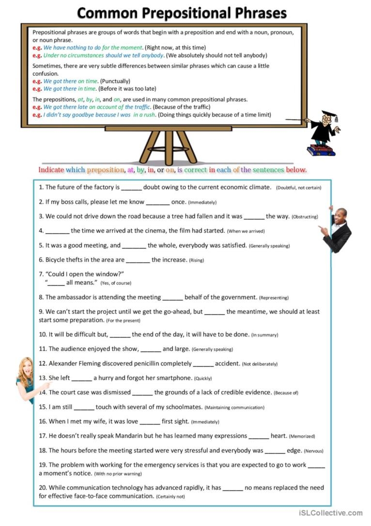 prepositions and prepositional phrases worksheet pdf