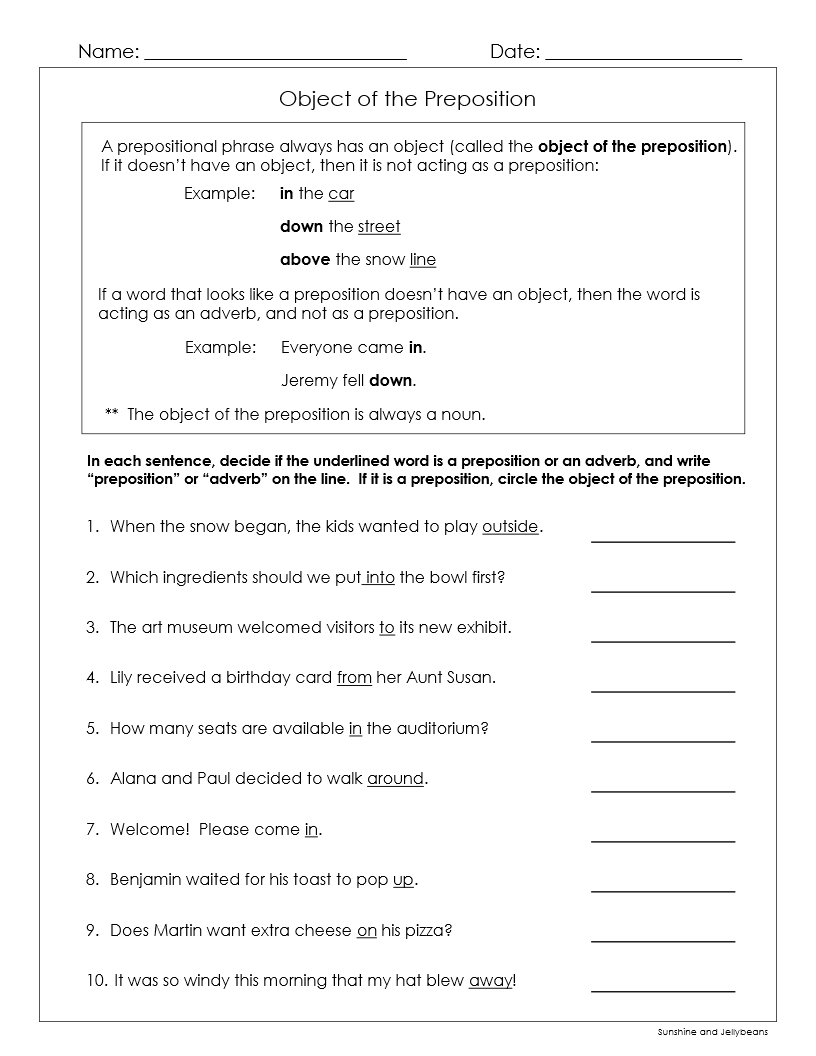 Prepositions Prepositional Phrases 6 Worksheets Grades 4 5 6 CCSS Made By Teachers