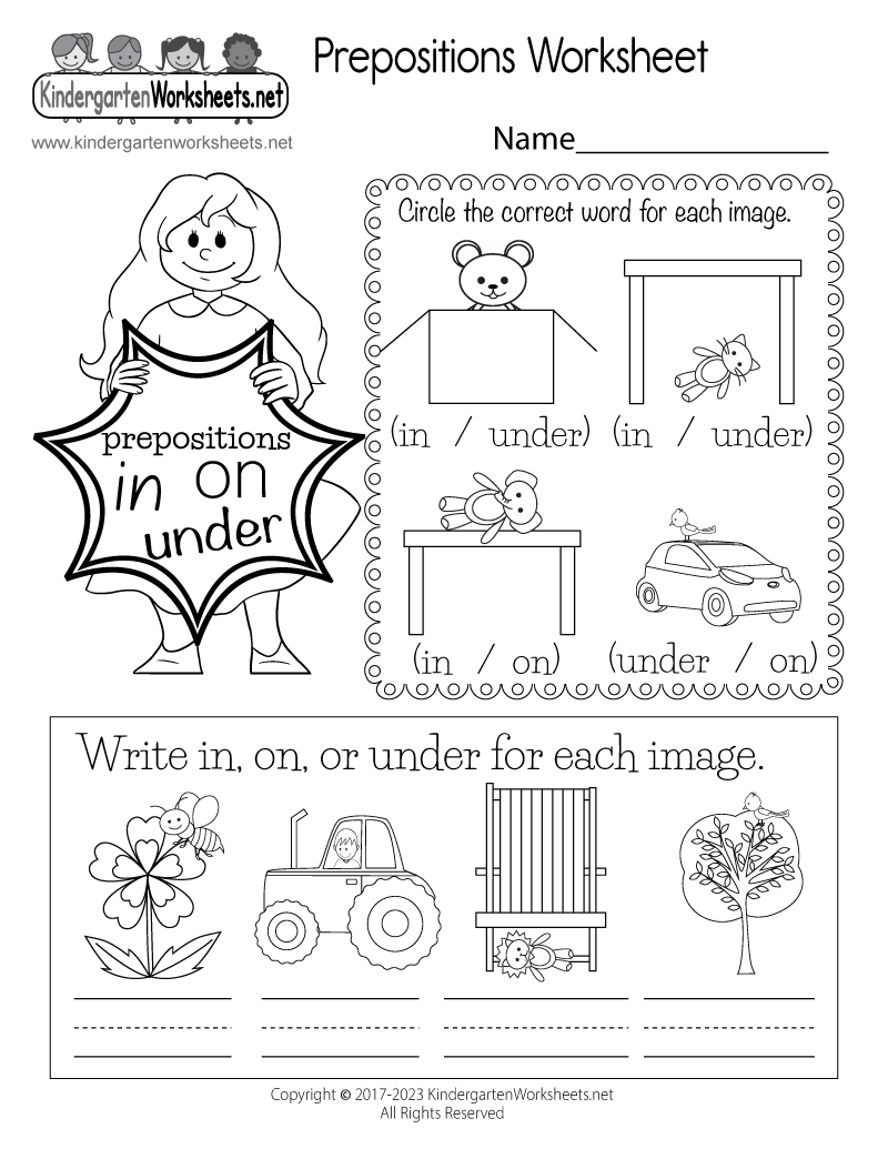 preposition worksheets pdf