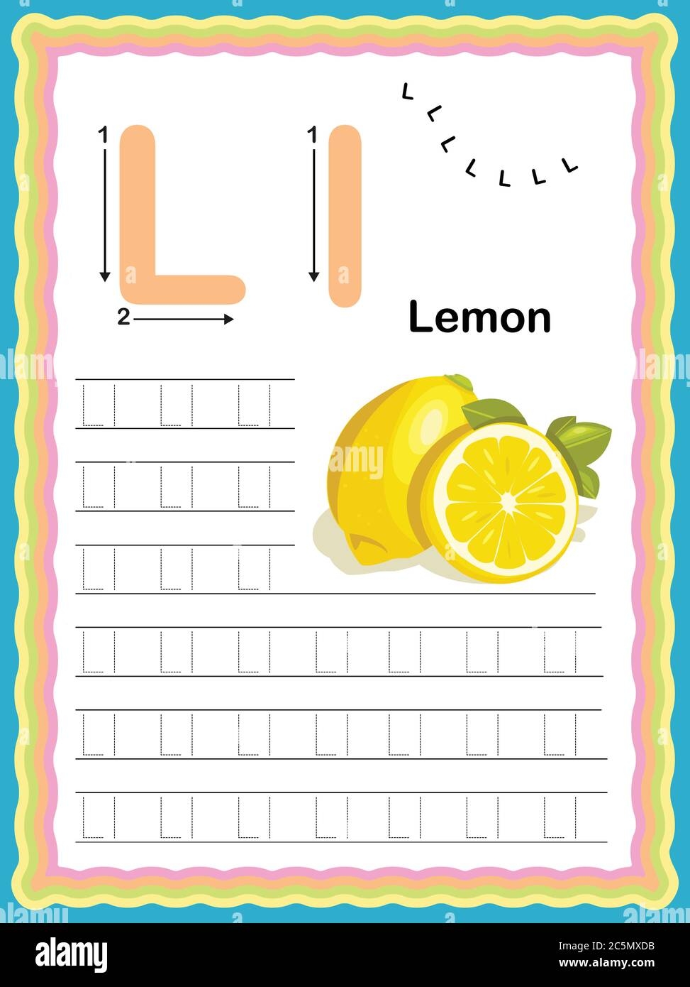 trace letter l worksheet