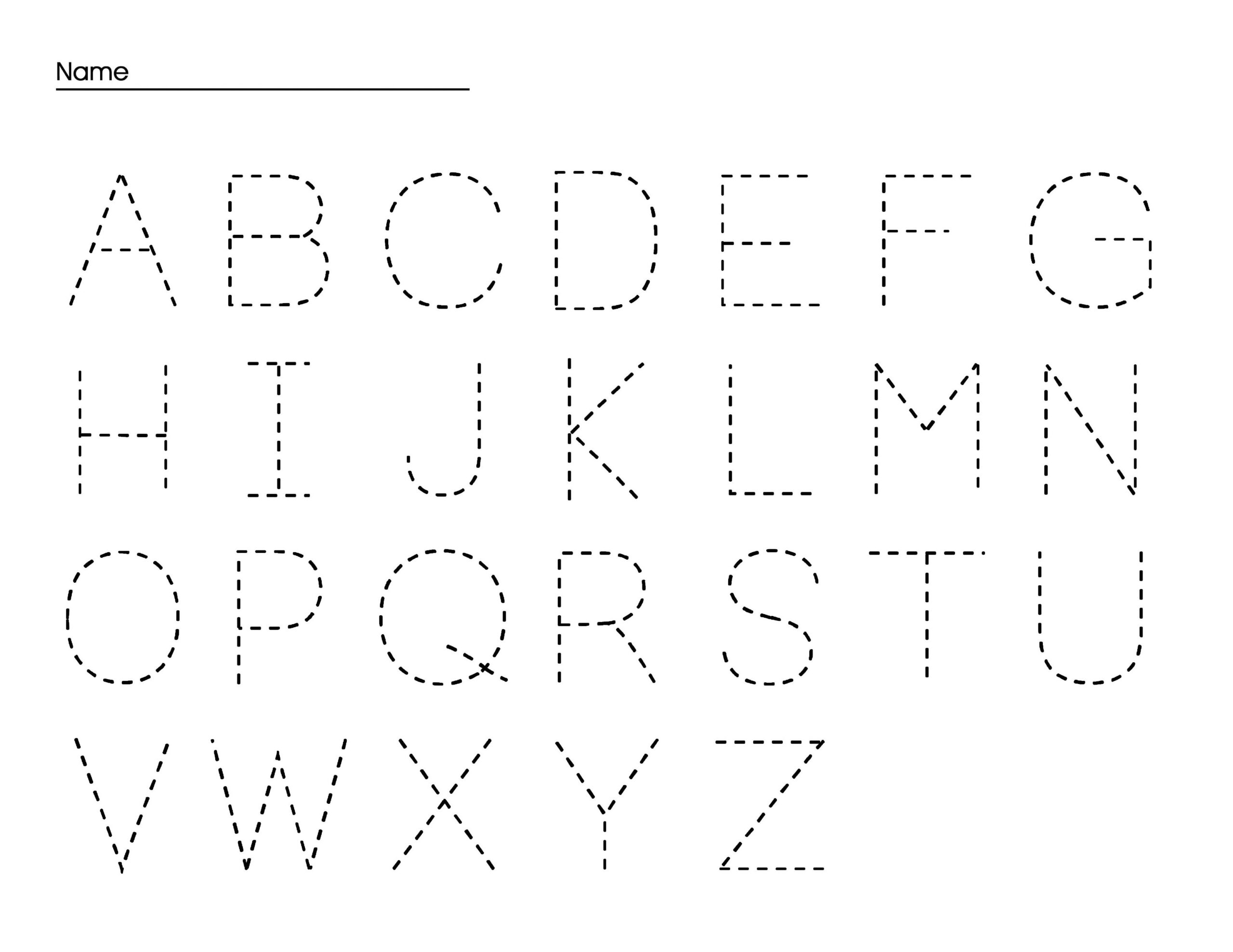 traceable letters worksheets for preschool