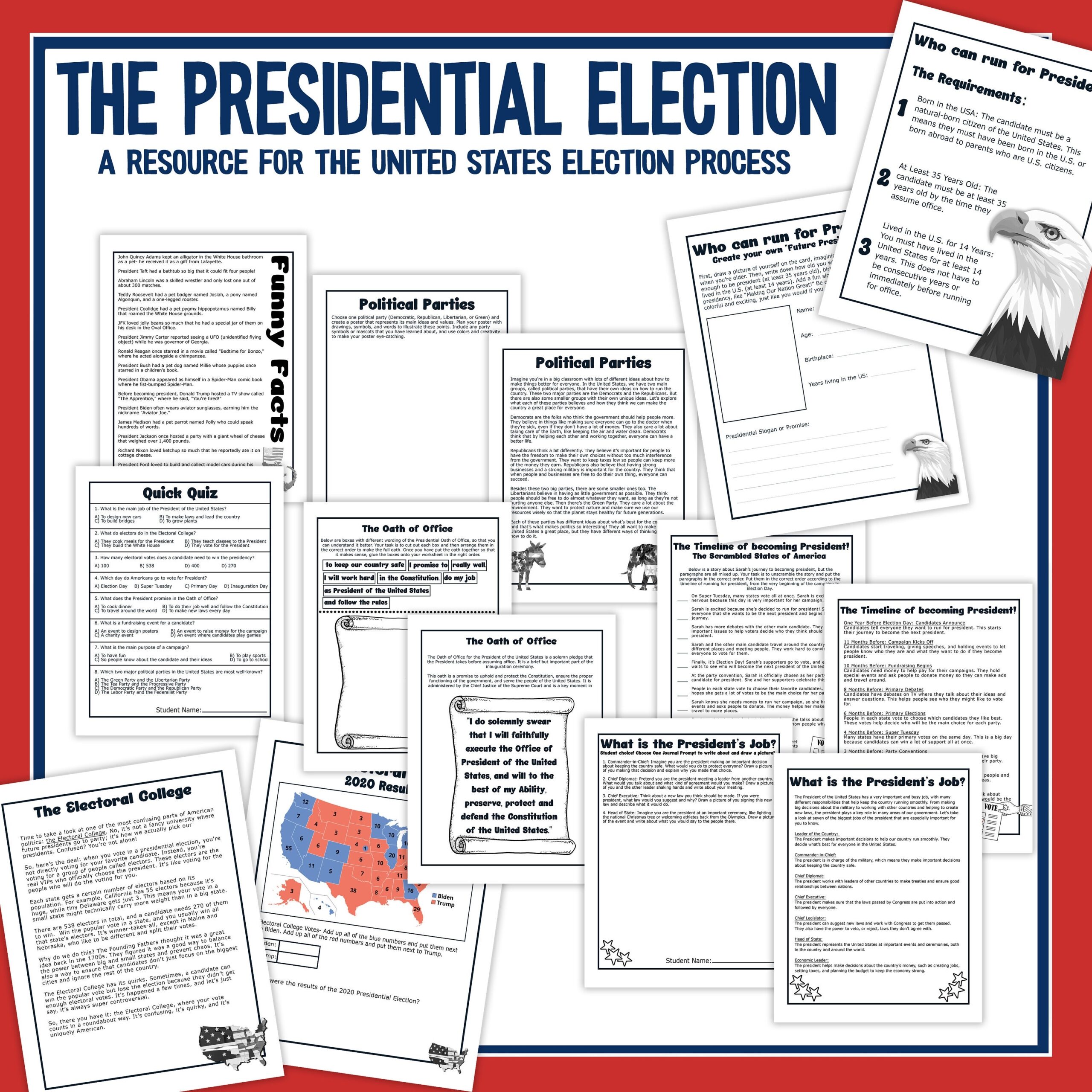 Presidential Election Day Electoral Process Elementary US President Worksheet Activities Social Studies Writing Democracy Lesson Etsy