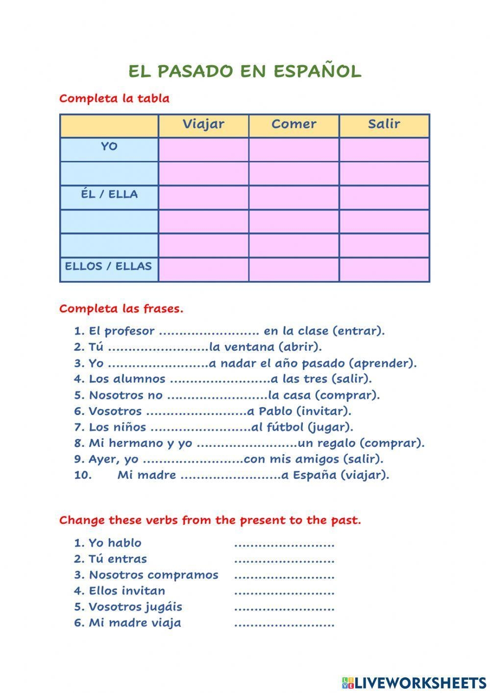 Preterite Tense Regular Worksheet Worksheets Library