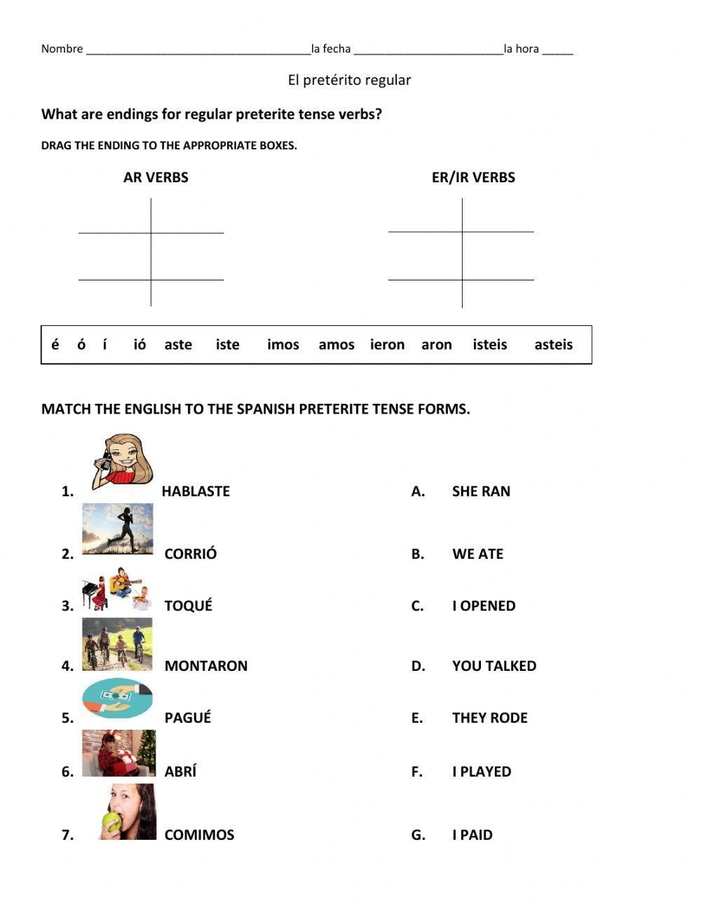 Preterite Tense Worksheet Worksheets Library