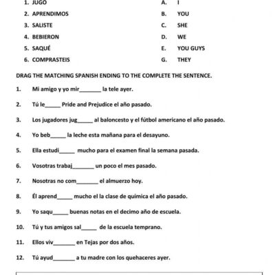 Preterite Tense Worksheet Worksheets Library