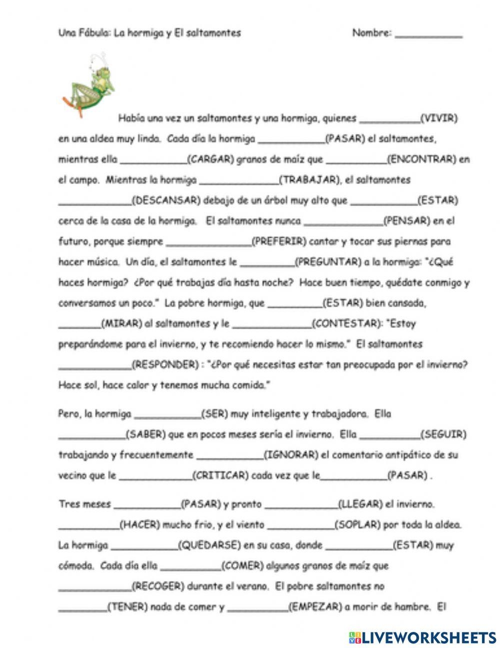 preterito e imperfecto worksheet answers