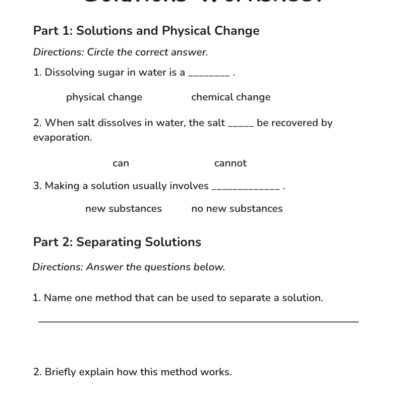 Printable 10th Grade Chemistry Worksheets