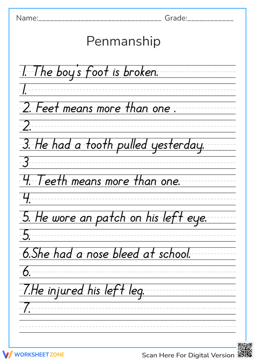 Printable 2nd Grade Handwriting Worksheets
