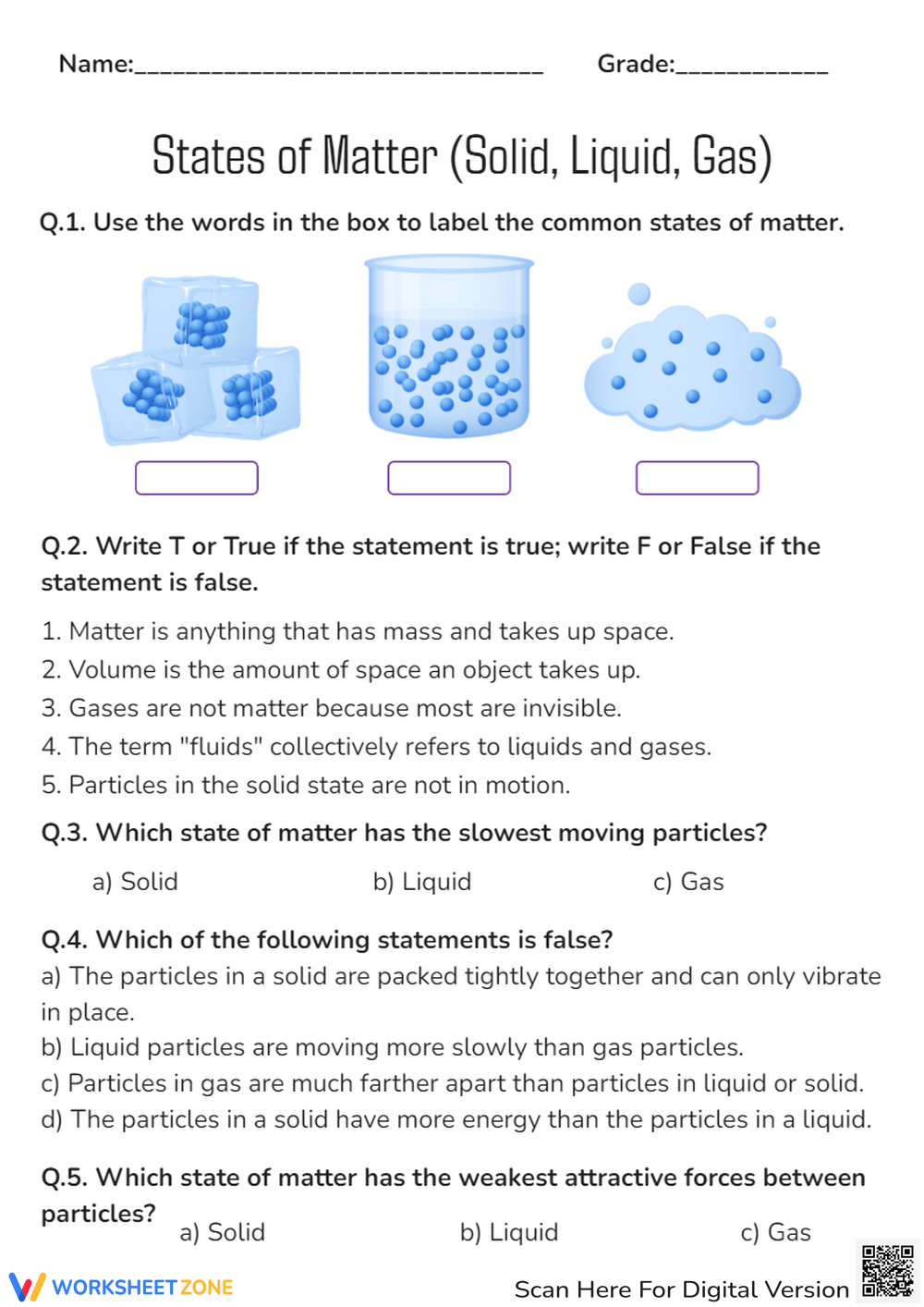 Printable 5th Grade Classification Of Matter Solid Liquid Gas Worksheets