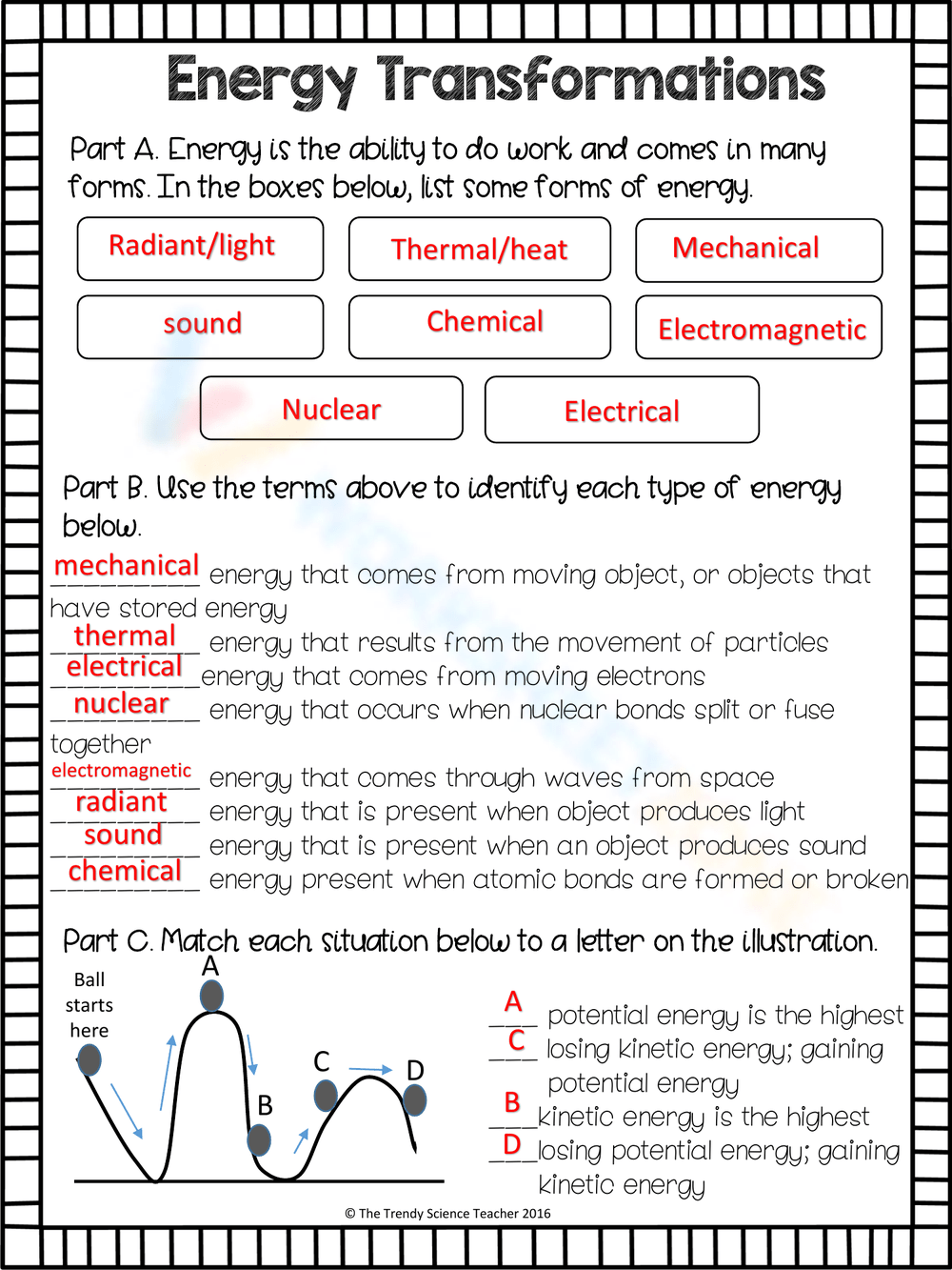 Printable 5th Grade Forms Of Energy Worksheets Download