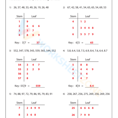 Printable 5th Grade Stem And Leaf Plot Worksheets