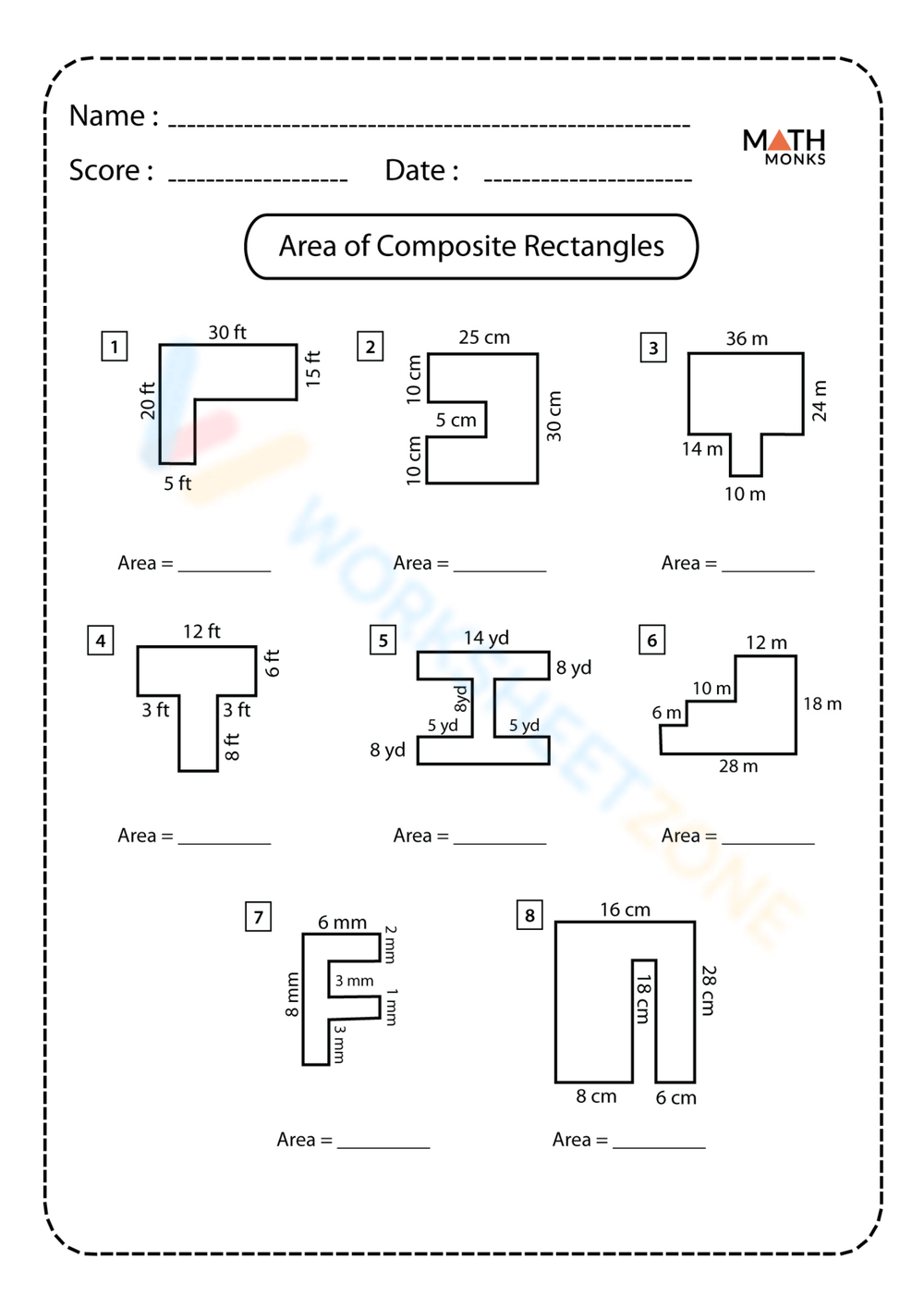 Printable 6th Grade Area Of Composite Figures Worksheets Printable 6th Grade Area Of Composite Figures Worksheets
