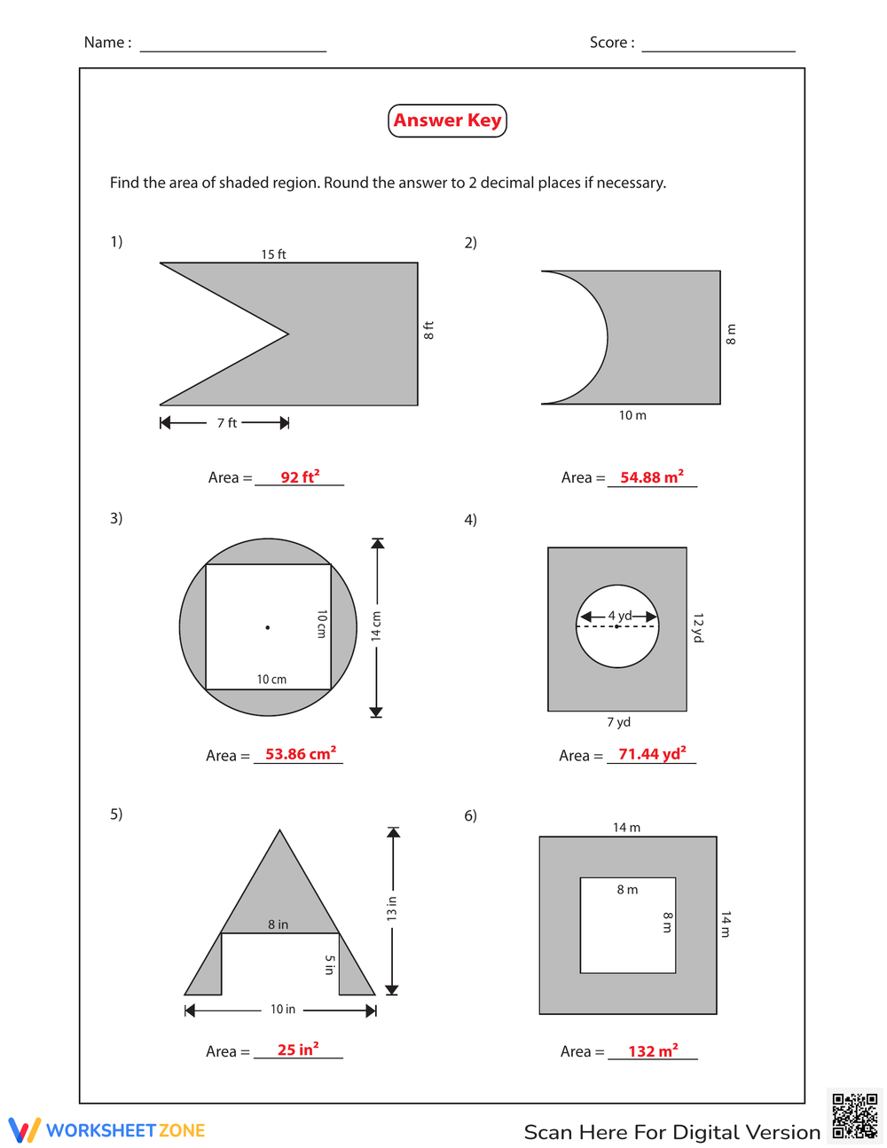 Printable 7th Grade Area Of Compound Shapes Worksheets