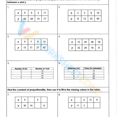 Printable 7th Grade Constant Of Proportionality Worksheets