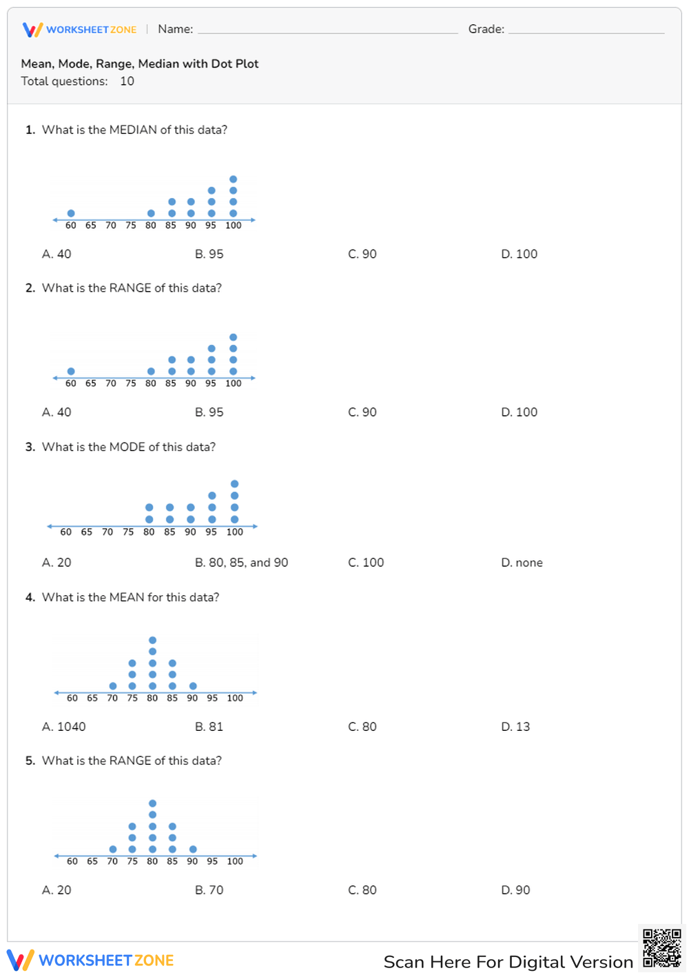 Printable 7th Grade Mean Median And Mode Worksheets