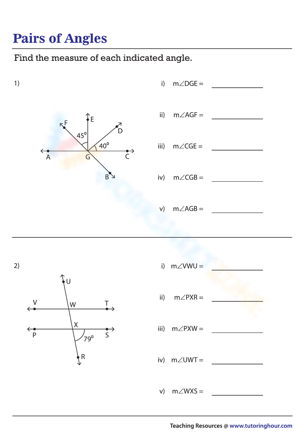 Printable 8th Grade Angles Worksheets