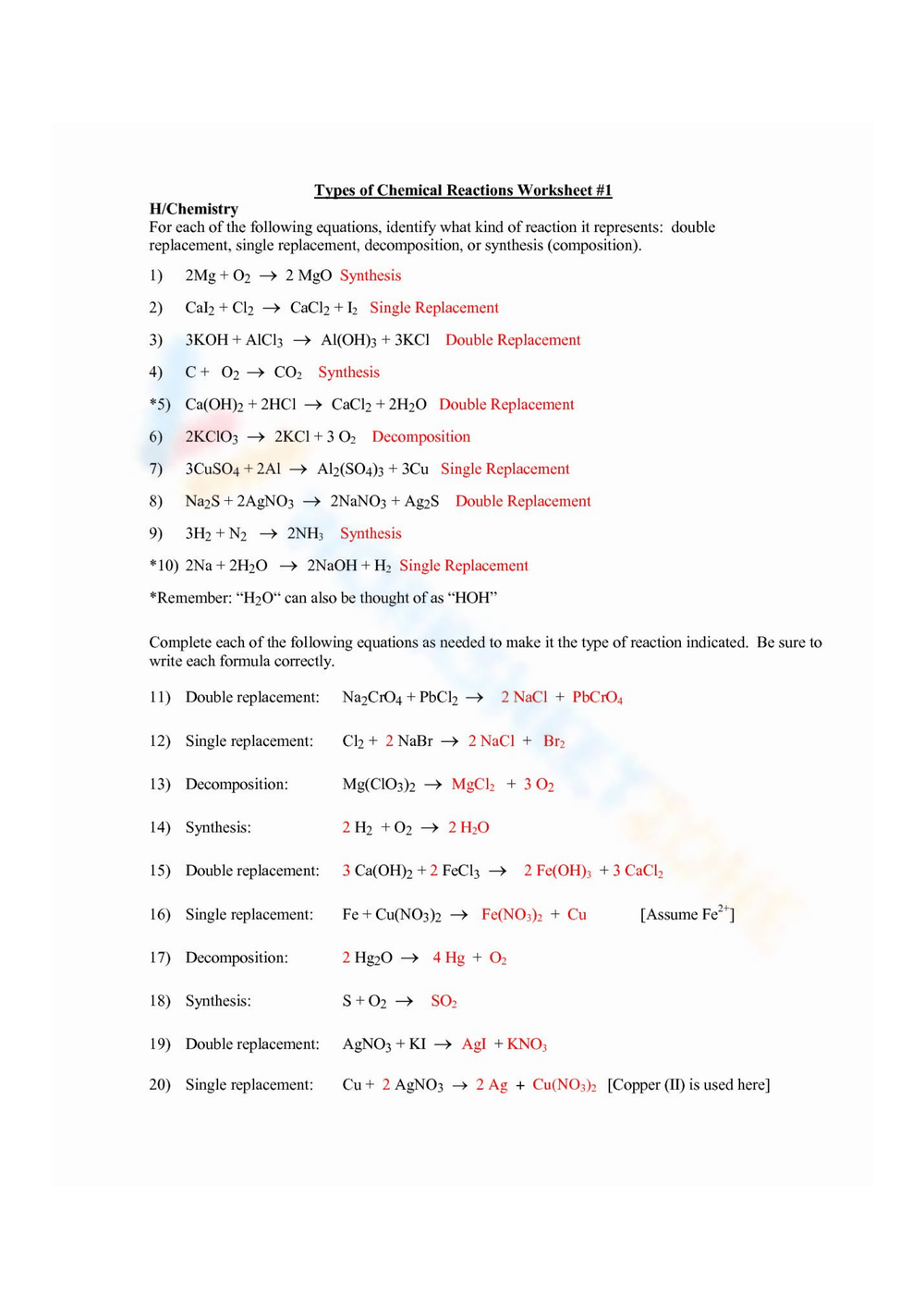 Printable 8th Grade Classifying Chemical Reactions Worksheets Printable 8th Grade Classifying Chemical Reactions Worksheets