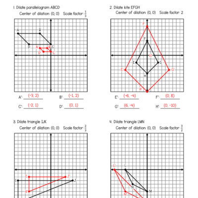 Printable 8th Grade Dilations Worksheets